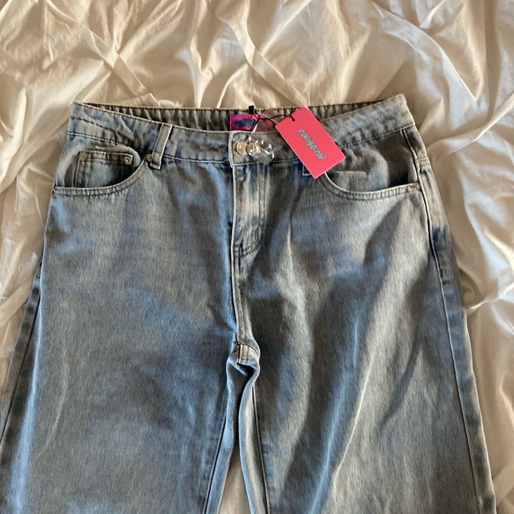Edikted NWT Raelynn Light Blue Low Rise Jeans 100% Cotton Loose Fit
